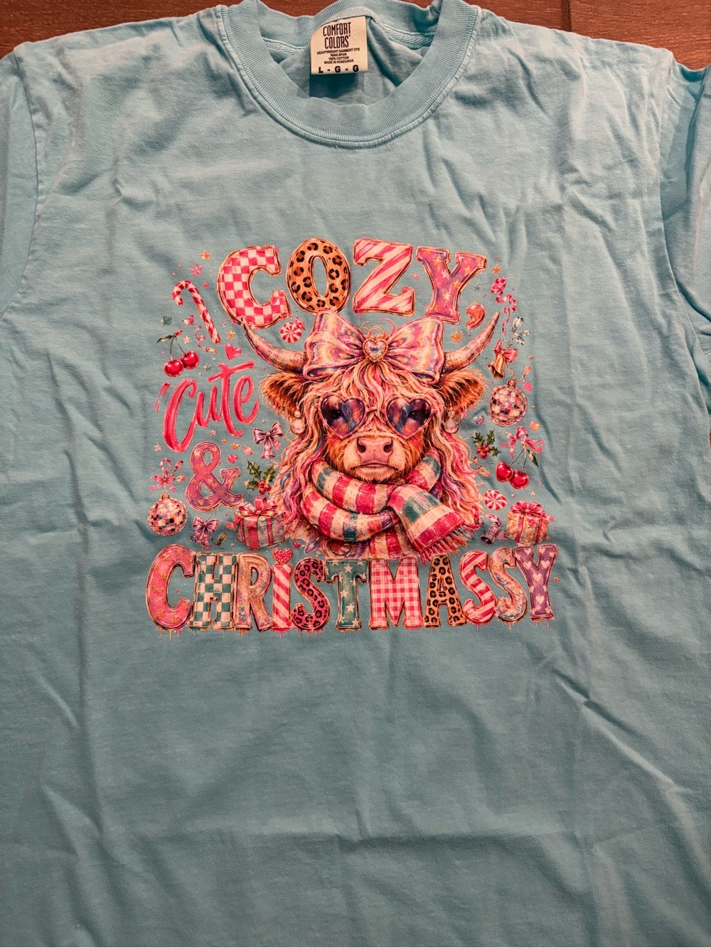 Comfort Colors Light Blue "Cozy Cute & Christmassy" Graphic Tee